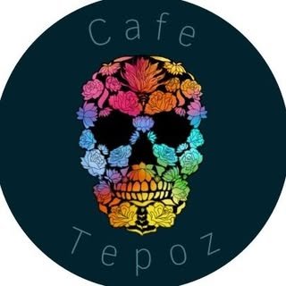 Cafe Tepoz logo, a flowery calavera