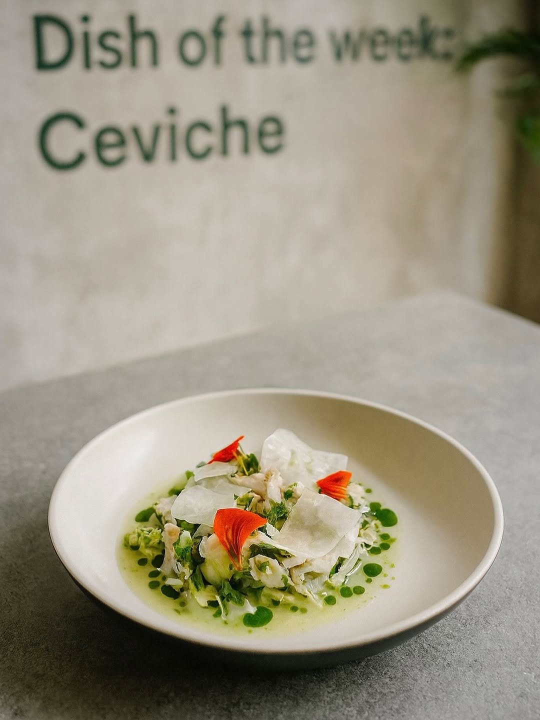 Ceviche with fish and green sauce
